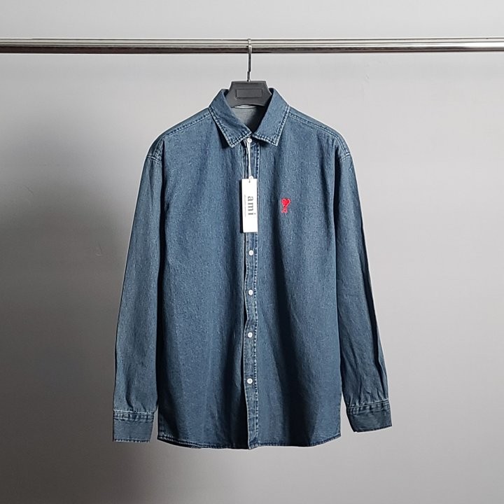 아미 스몰하트자수 오버 데님 셔츠 국내배송