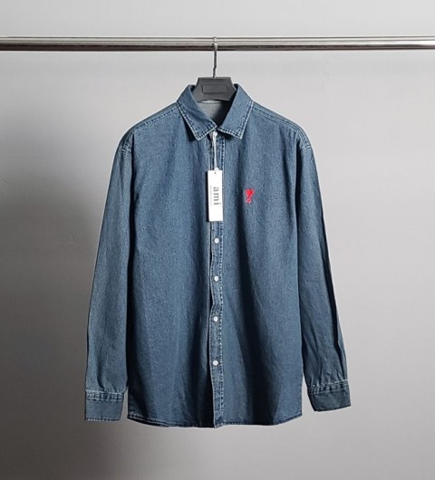 아미 스몰하트자수 오버 데님 셔츠 국내배송