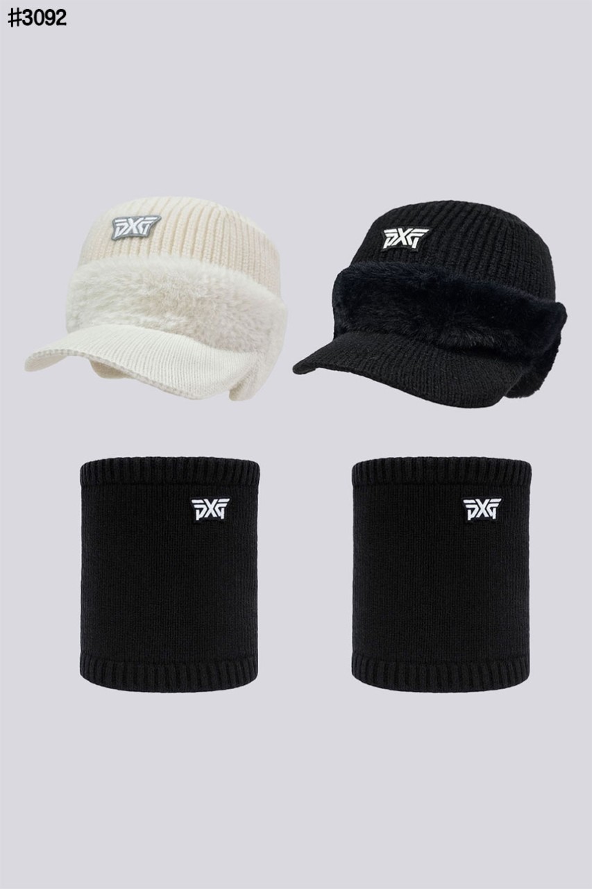 PXG 윈터 니트 비니 바이저 캡 & 니트 넥 워머 셋 국내배송