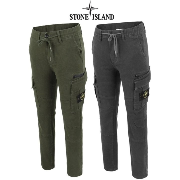 [스톤아일랜드 S] 슬림 밴드오비 지퍼포켓 카고 팬츠 국내배송