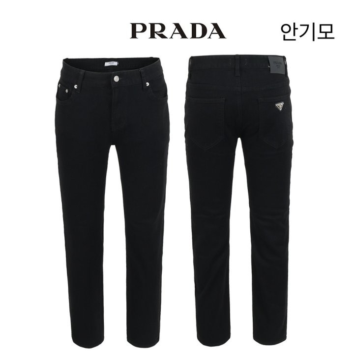 프라다 [P] 안기모 블랙 스판 슬림 일자팬츠 국내배송