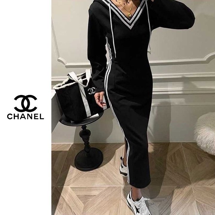 샤넬[C] 레이스라인 브이 후드원피스 국내배송