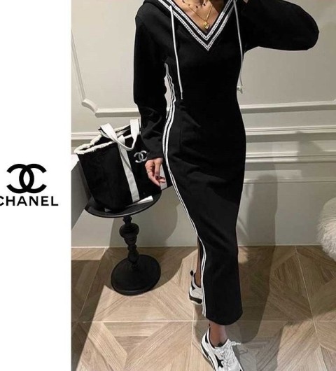 샤넬[C] 레이스라인 브이 후드원피스 국내배송