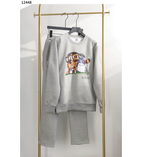 로에베 토토로 고양이버스 모티브 맨투맨 기모 트레이닝 세트 국내배송