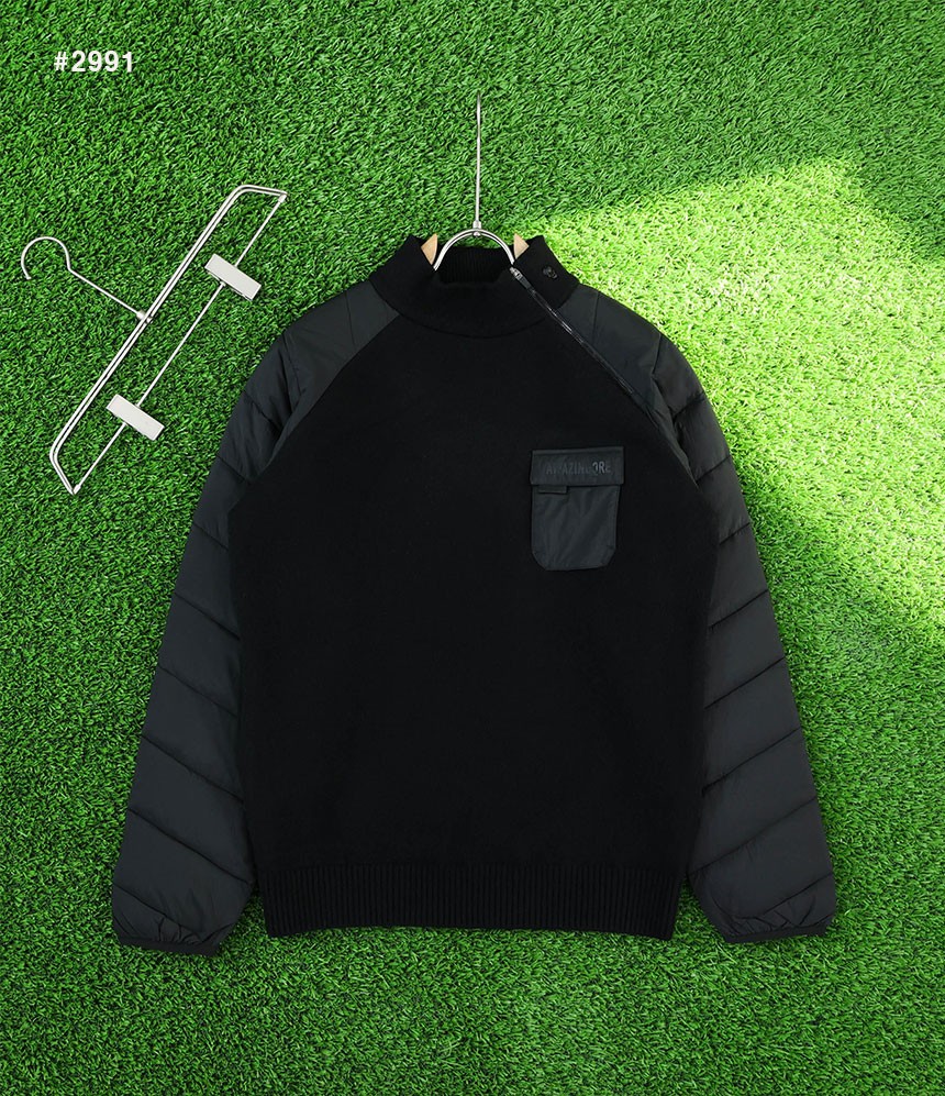 어메이징크리 하이브리드 패딩 라운드 니트 국내배송