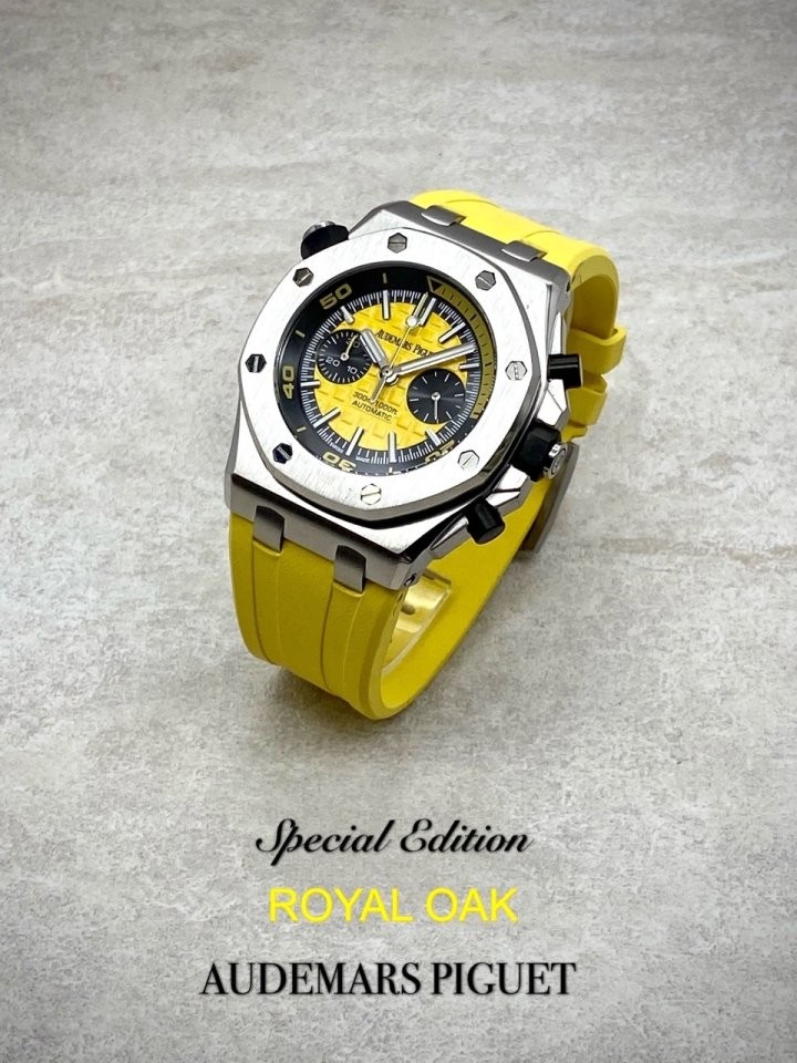 오데마피게로얄오크 오프쇼어 다이버 크로노그래프 엘로우다이얼 국내배송