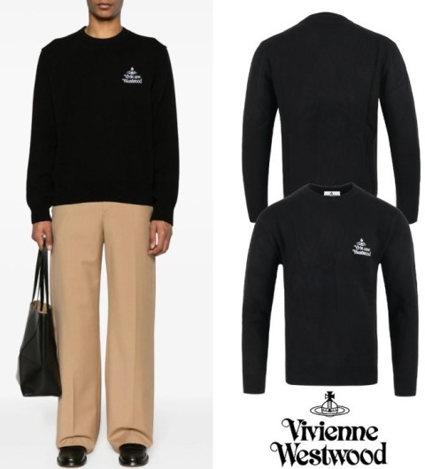비비안웨스트우드 25FW. 레터링 크라운 자수 울 니트 국내배송