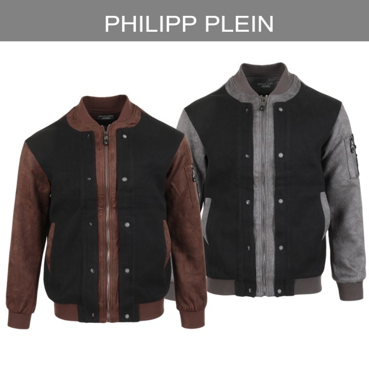 필립 플레인 25FW. 스틸로고 니트레이어드 MA-1 자켓 국내배송