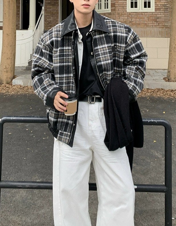 버버리 25FW. 플레이트 플라넬 레더포인트 자켓 국내배송