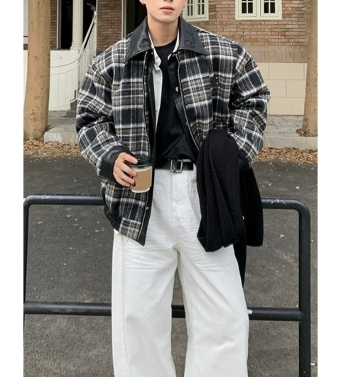 버버리 25FW. 플레이트 플라넬 레더포인트 자켓 국내배송