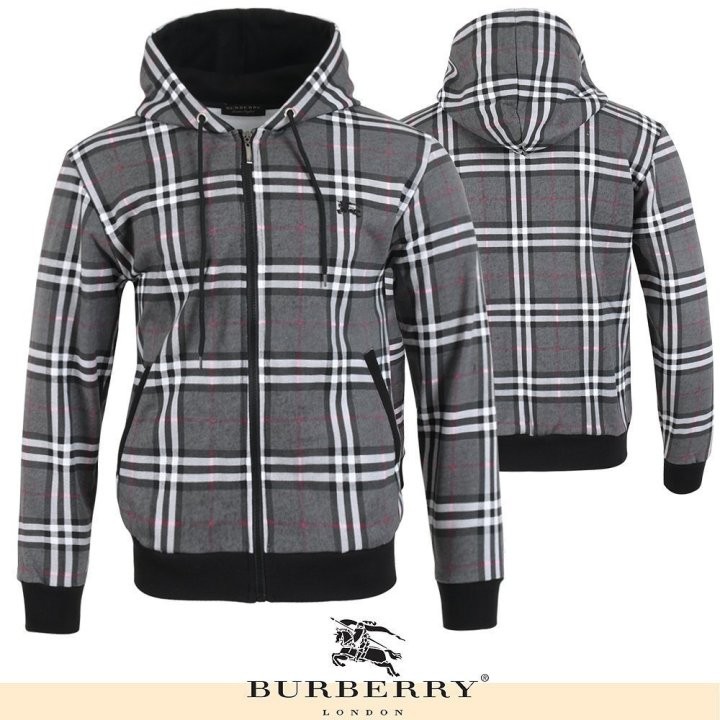 버버리 기마 자수 체크 후드 집업 국내배송