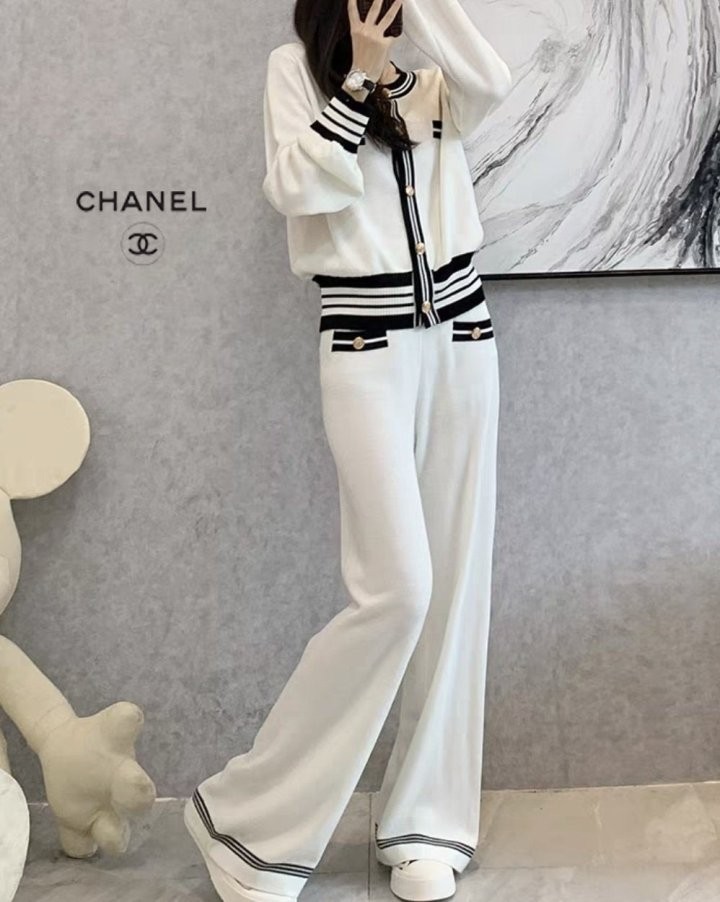 샤넬 배색라인팬츠SET 국내배송