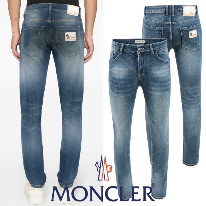 몽클레어 26SS. 화이트 노블스틸 패치 워싱 슬림진 국내배송