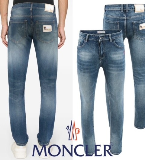 몽클레어 26SS. 화이트 노블스틸 패치 워싱 슬림진 국내배송