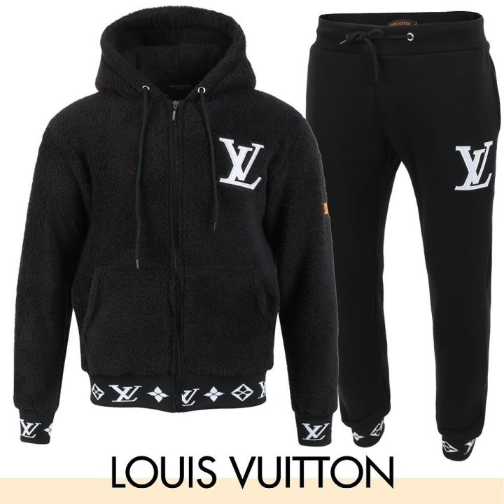 기모 원단루이비통 L. 26SS로고 자수 시보리 양털 셋업 국내배송