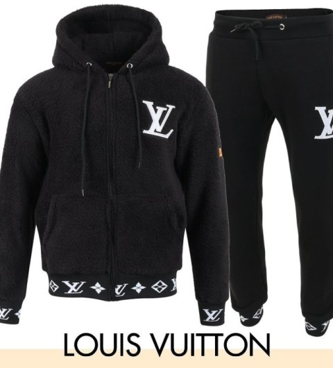 기모 원단루이비통 L. 26SS로고 자수 시보리 양털 셋업 국내배송