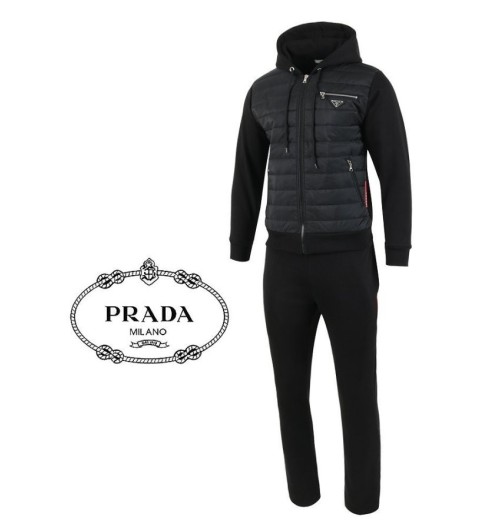 프라다 기모 패딩 원단P. 26SS지퍼 로고후드 패딩 셋업 국내배송