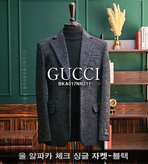 구찌 울 알파카 체크 싱글 자켓 국내배송