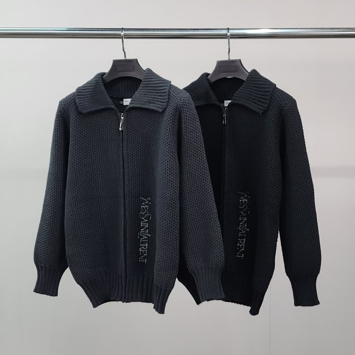 입생로랑 로고 자수 울 가디건 국내배송