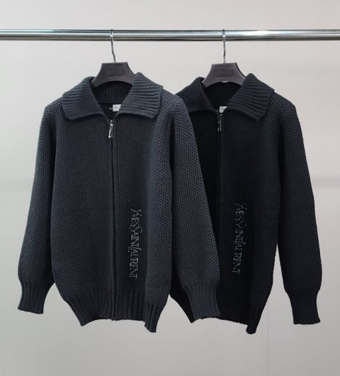 입생로랑 로고 자수 울 가디건 국내배송