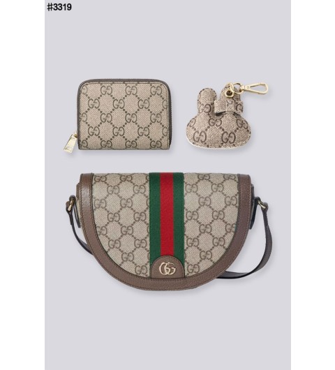 구찌오피디아 미니 GG 숄더백 & GG 지퍼 어라운드 반지갑 & 레더 키링 셋 국내배송