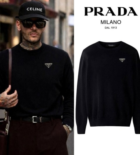 프라다 트라이앵글 플레이트 커플울니트 국내배송