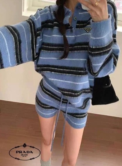 프라다 두줄 단가라 세트  국내배송