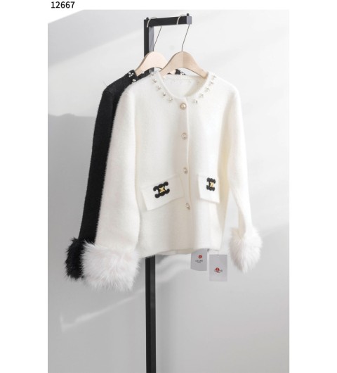 셀린느 트리옹프 로고 퍼 니트 자켓 신상입고 국내배송